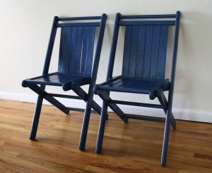 vintage blue folding chairs