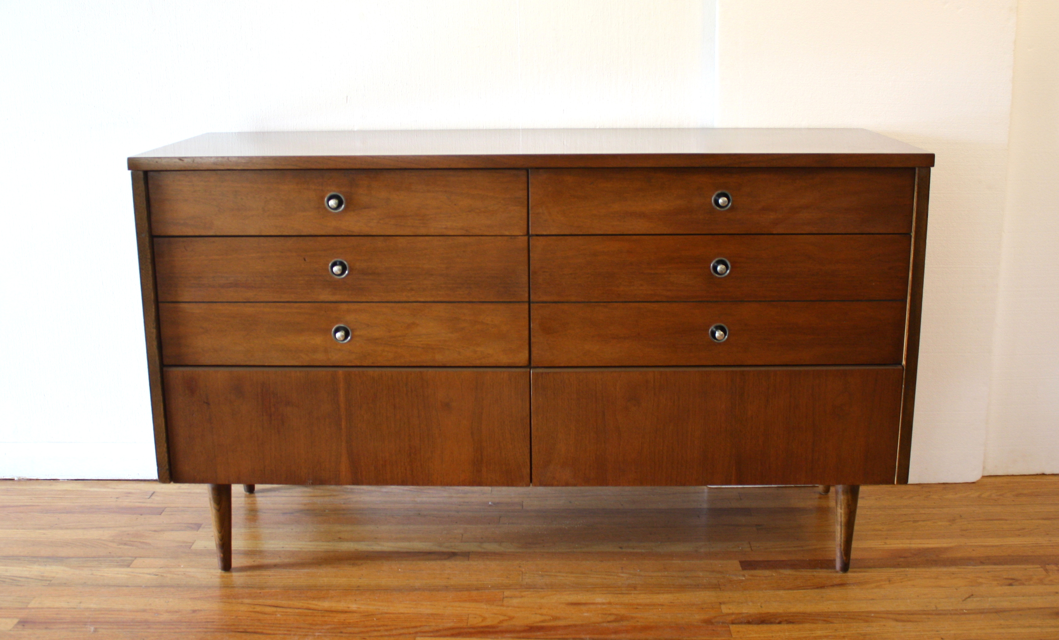 Bassett low dresser with silver knobs 2