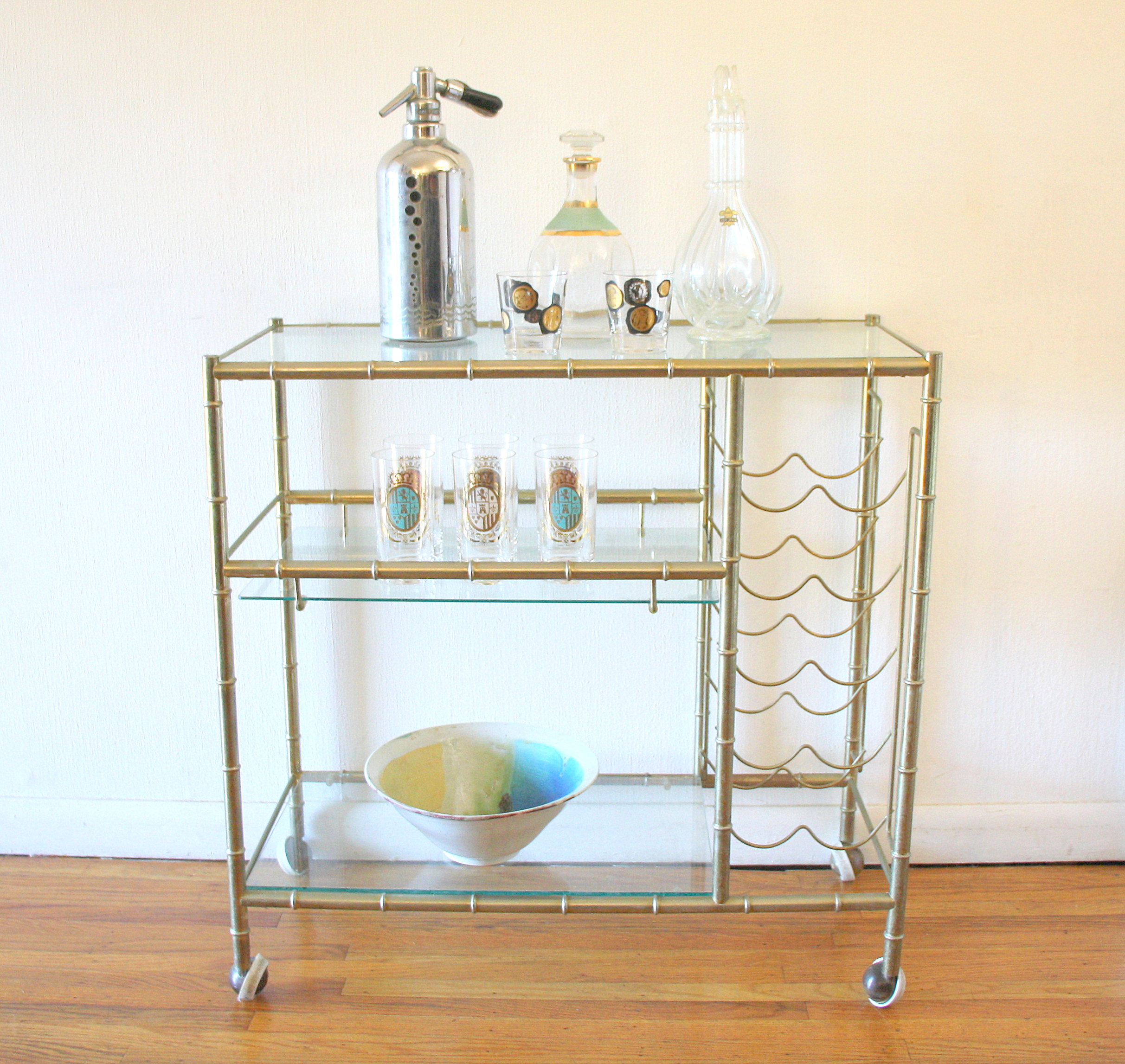 Spancraft Glass Heron Glass Shelf, Brass, 12 x 36 - 3